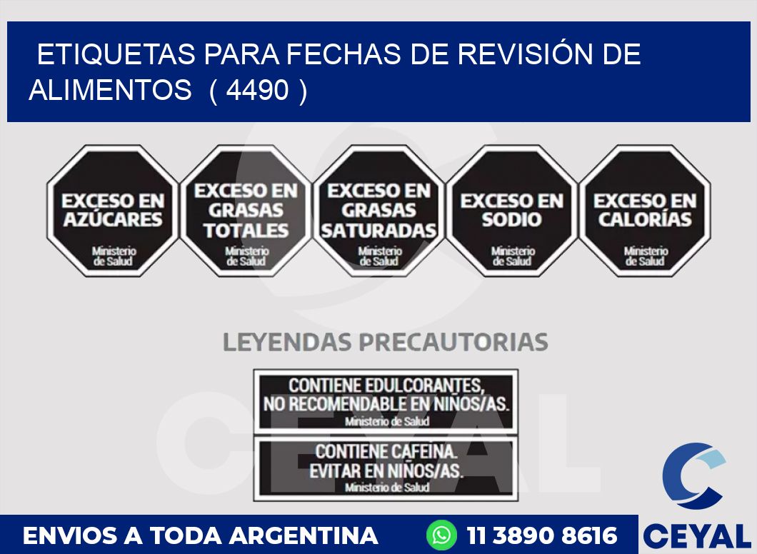 ETIQUETAS PARA FECHAS DE REVISIÓN DE ALIMENTOS  ( 4490 )