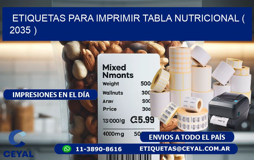 ETIQUETAS PARA IMPRIMIR TABLA NUTRICIONAL ( 2035 )