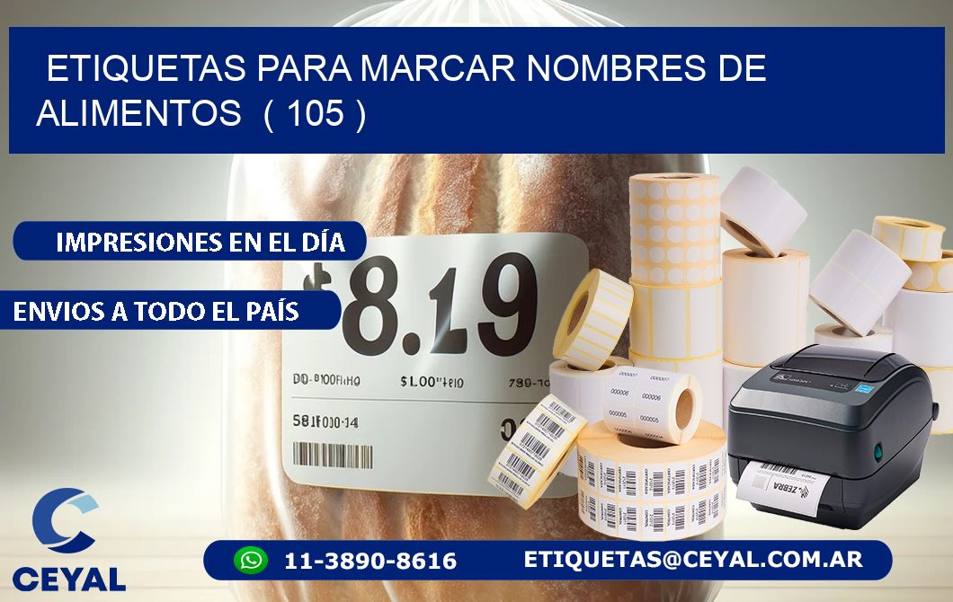 ETIQUETAS PARA MARCAR NOMBRES DE ALIMENTOS  ( 105 )