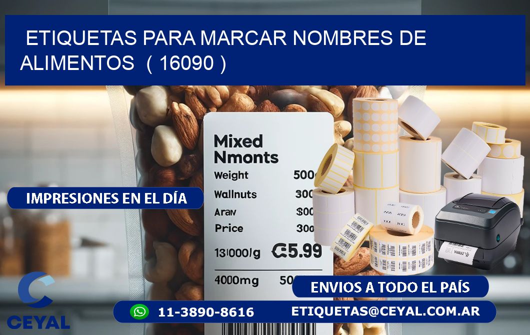 ETIQUETAS PARA MARCAR NOMBRES DE ALIMENTOS  ( 16090 )