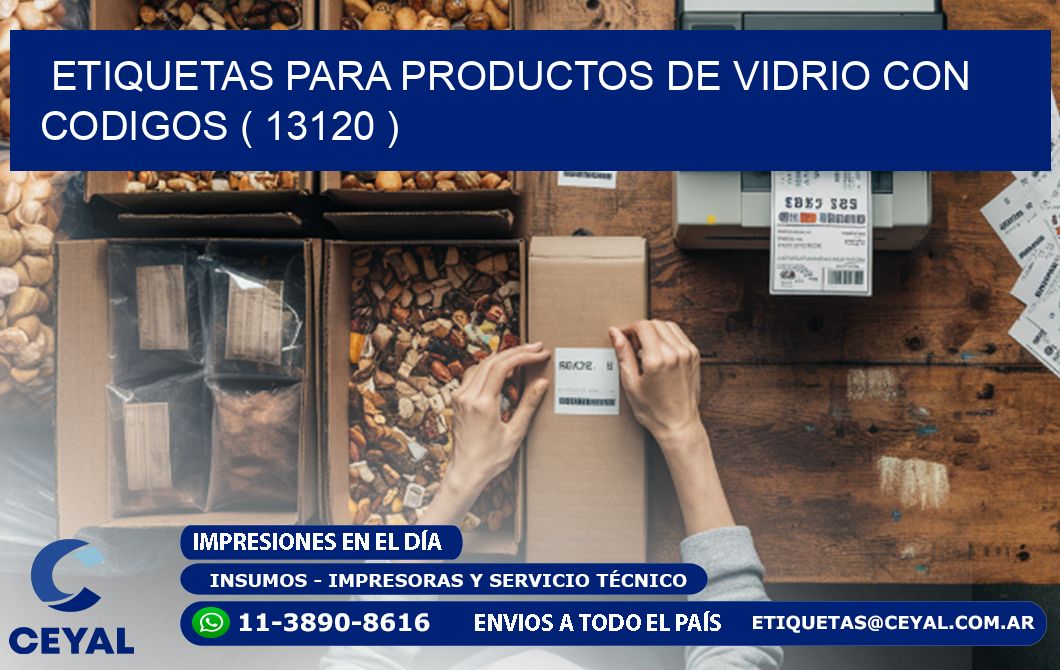 ETIQUETAS PARA PRODUCTOS DE VIDRIO CON CODIGOS ( 13120 )