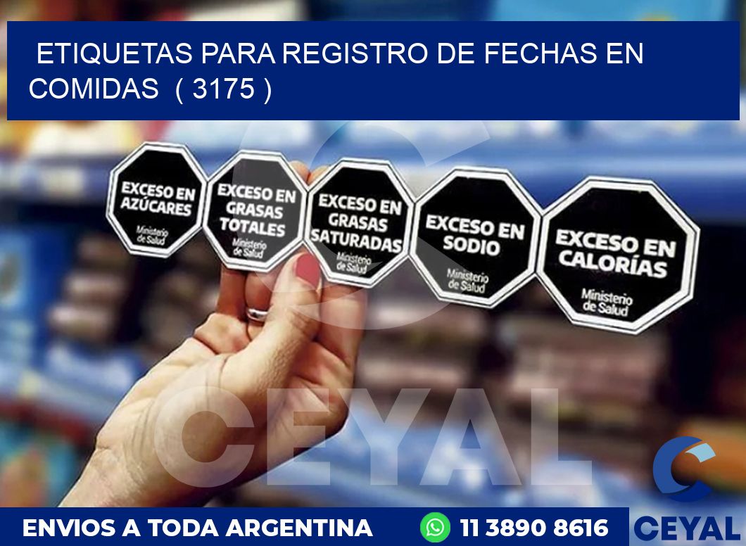 ETIQUETAS PARA REGISTRO DE FECHAS EN COMIDAS  ( 3175 )