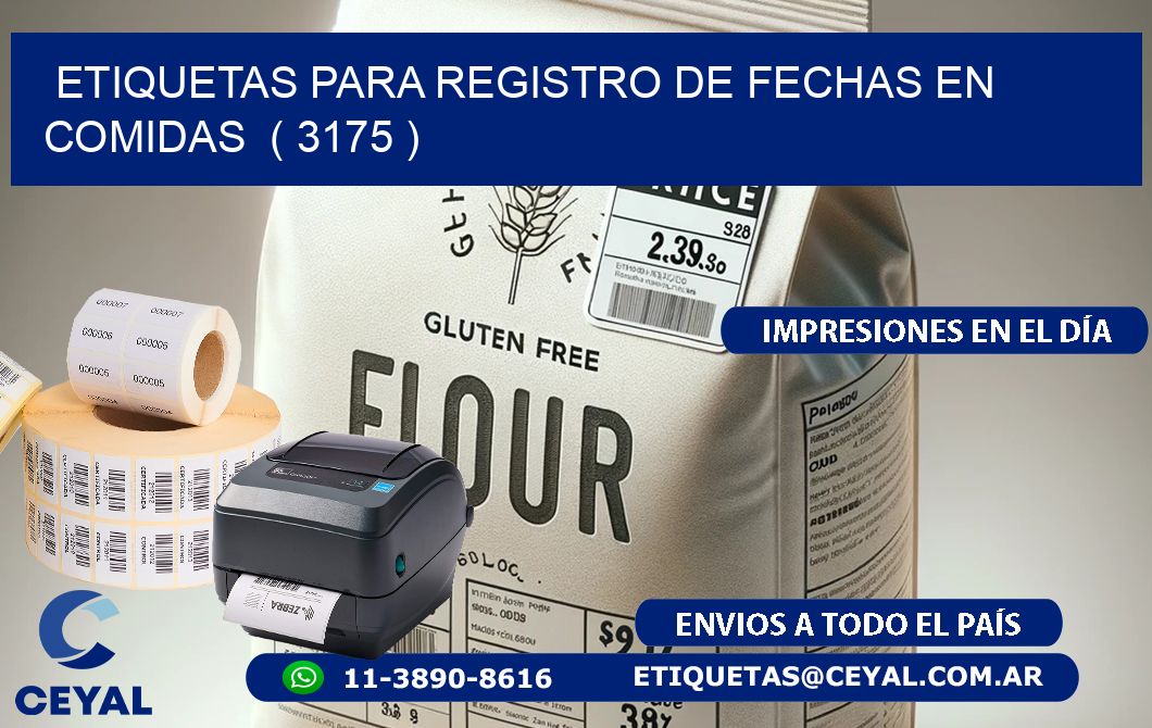 ETIQUETAS PARA REGISTRO DE FECHAS EN COMIDAS  ( 3175 )