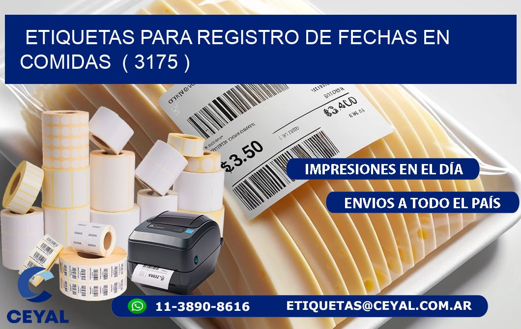 ETIQUETAS PARA REGISTRO DE FECHAS EN COMIDAS  ( 3175 )