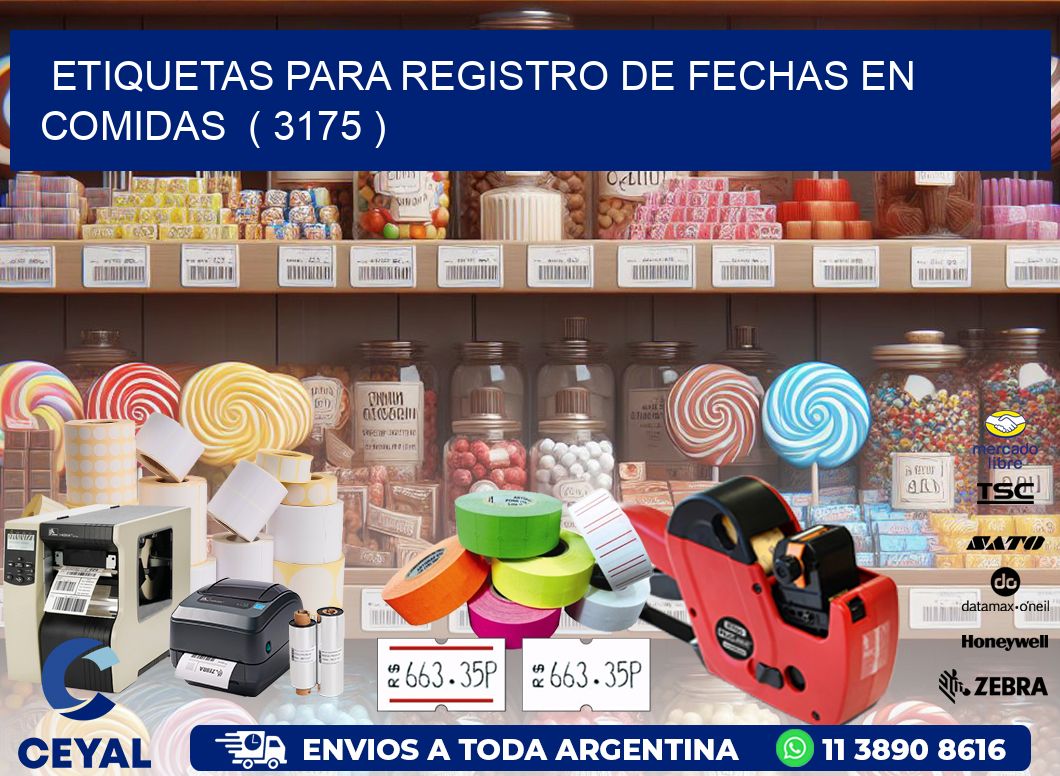 ETIQUETAS PARA REGISTRO DE FECHAS EN COMIDAS  ( 3175 )