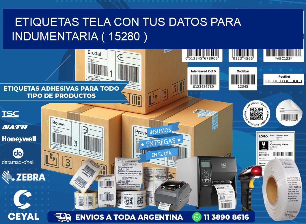 ETIQUETAS TELA CON TUS DATOS PARA INDUMENTARIA ( 15280 )