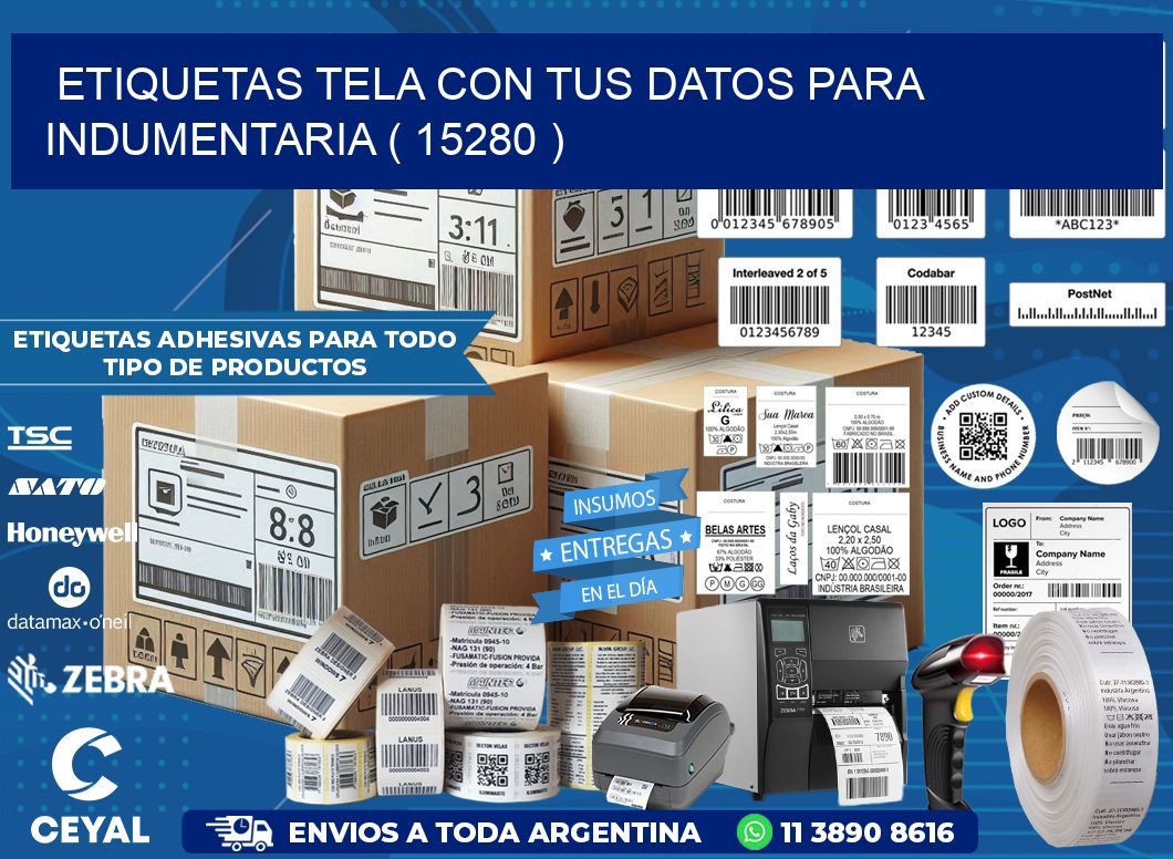 ETIQUETAS TELA CON TUS DATOS PARA INDUMENTARIA ( 15280 )