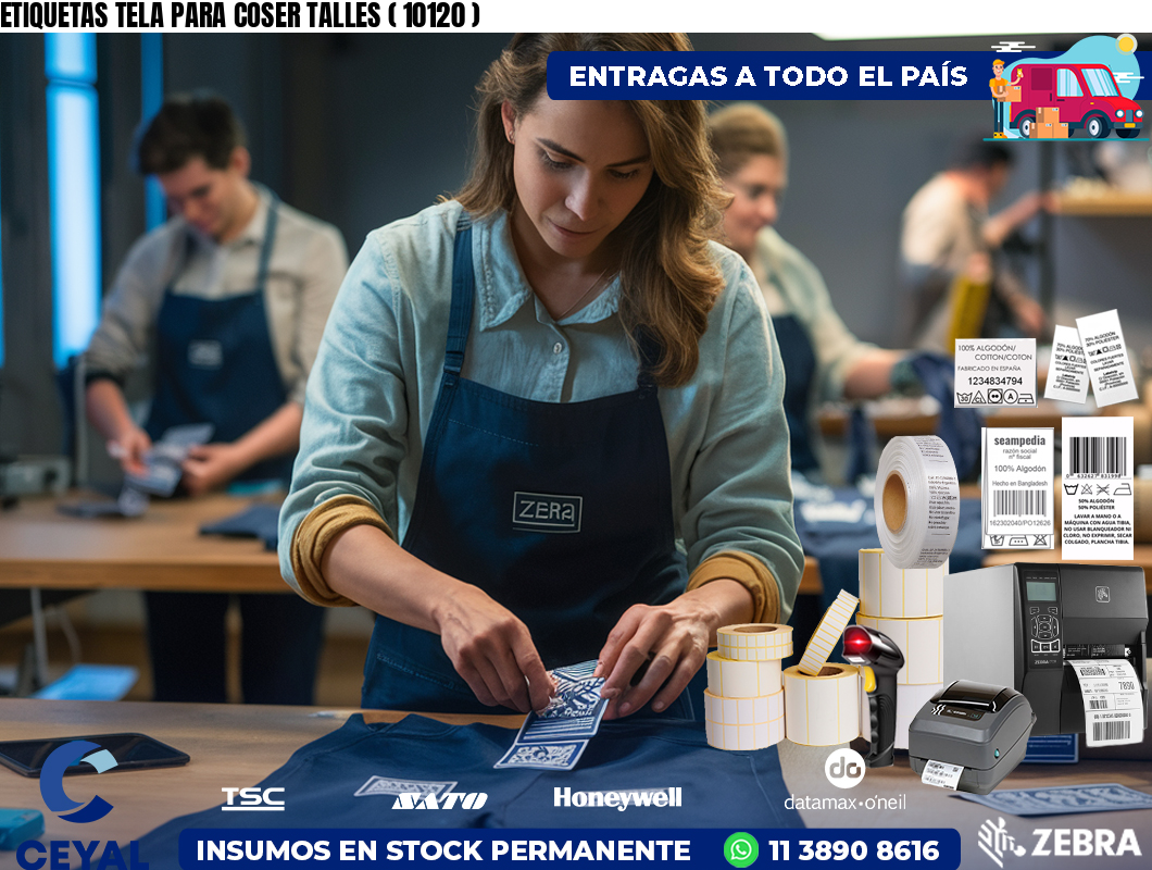ETIQUETAS TELA PARA COSER TALLES ( 10120 )