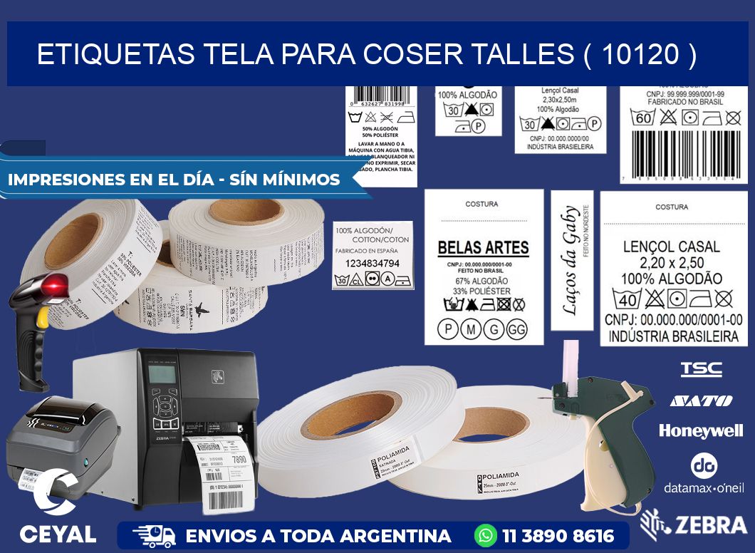 ETIQUETAS TELA PARA COSER TALLES ( 10120 )