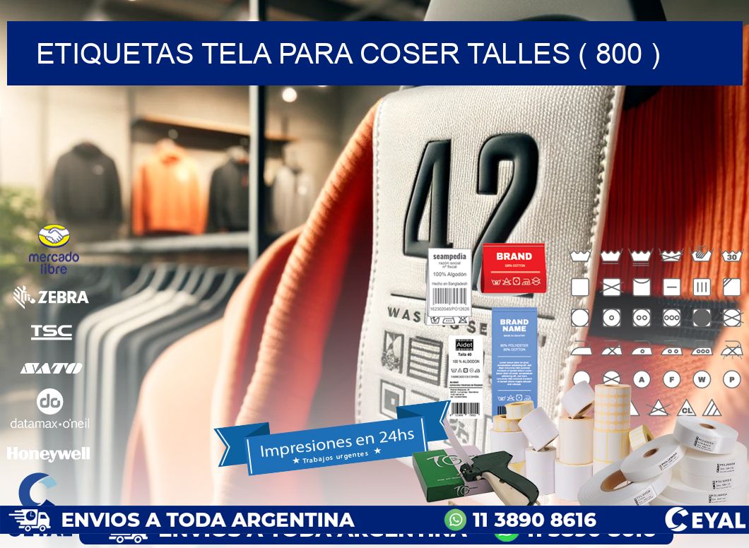 ETIQUETAS TELA PARA COSER TALLES ( 800 )