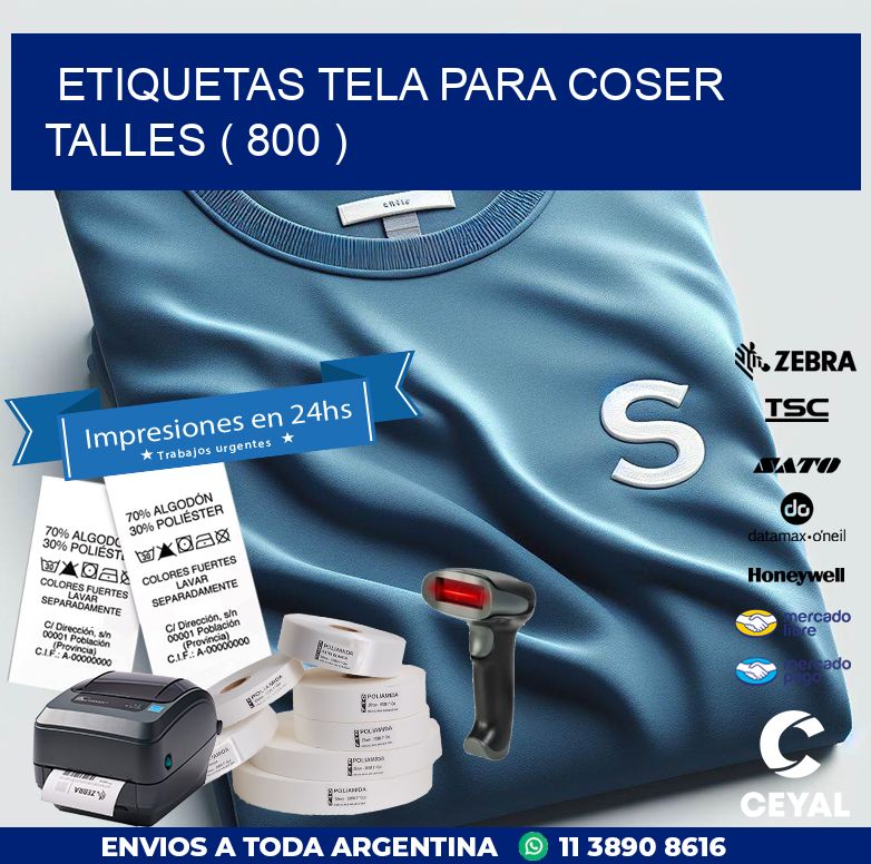 ETIQUETAS TELA PARA COSER TALLES ( 800 )