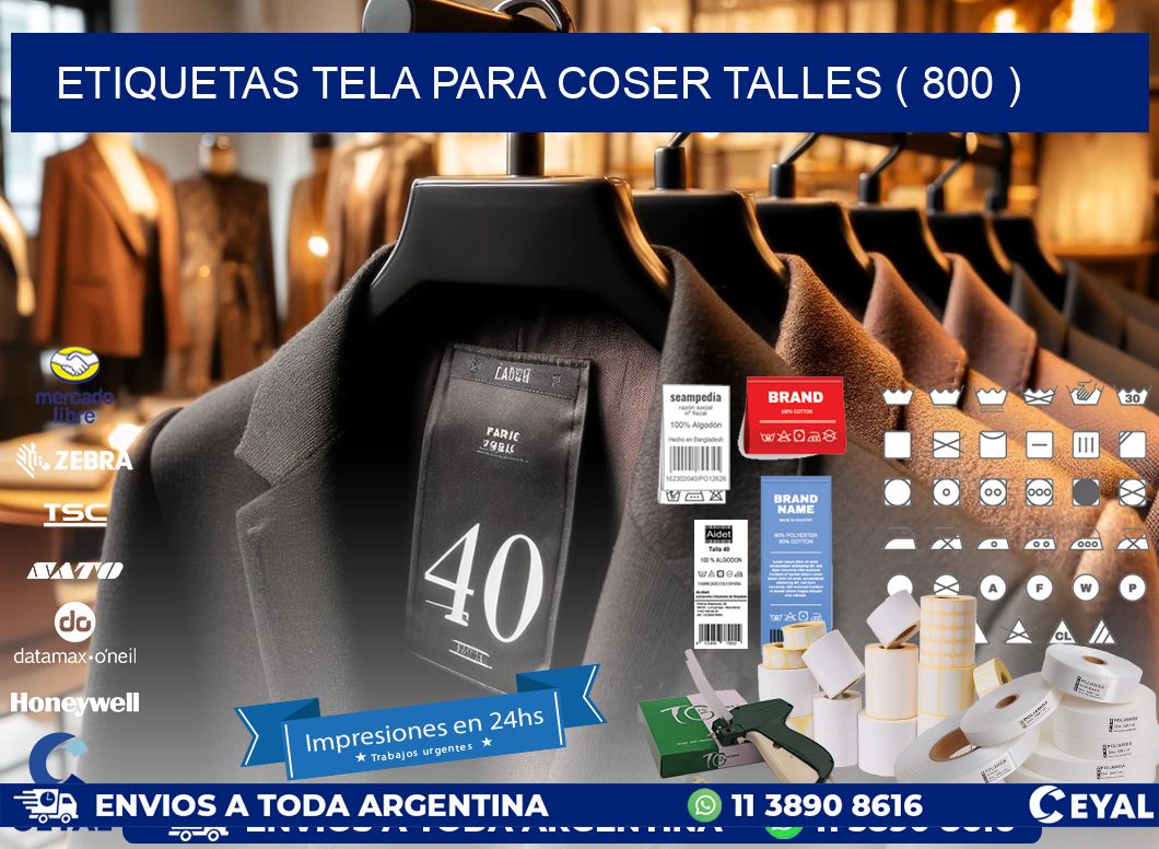 ETIQUETAS TELA PARA COSER TALLES ( 800 )
