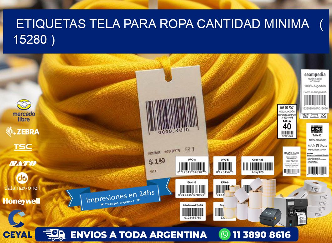ETIQUETAS TELA PARA ROPA CANTIDAD MINIMA   ( 15280 )