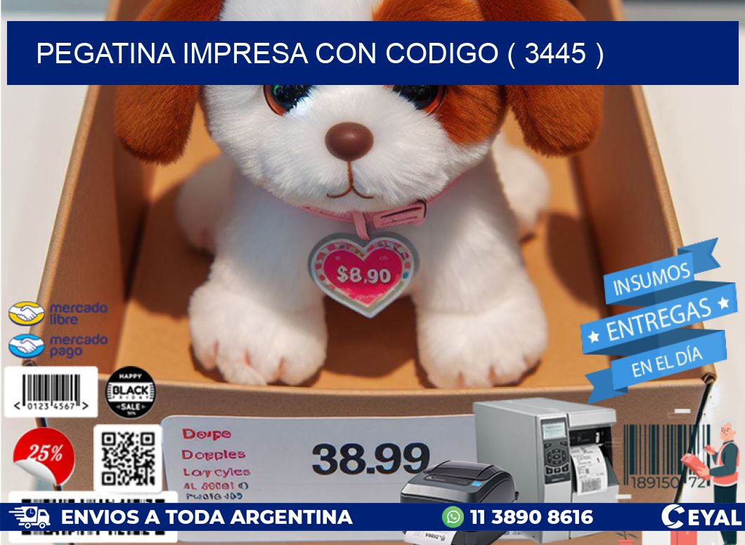 PEGATINA IMPRESA CON CODIGO ( 3445 )