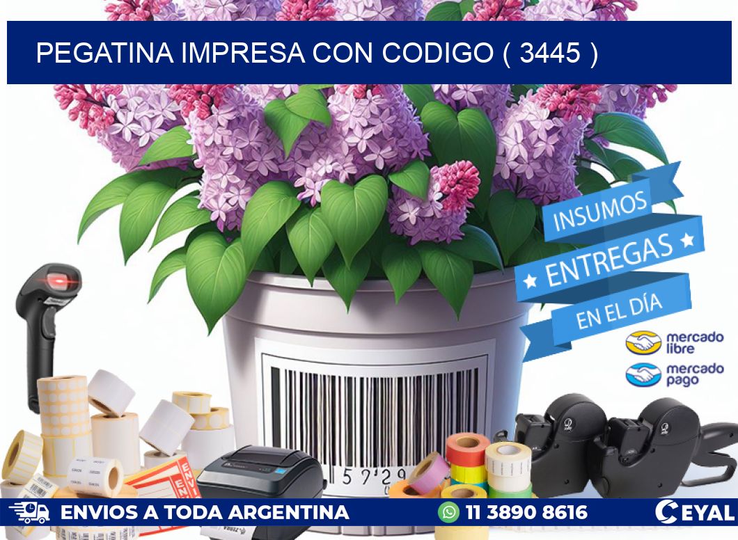 PEGATINA IMPRESA CON CODIGO ( 3445 )