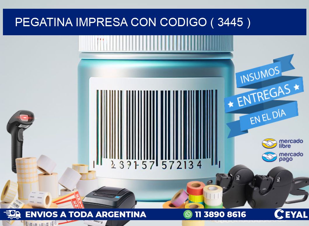 PEGATINA IMPRESA CON CODIGO ( 3445 )