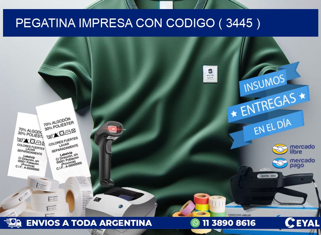 PEGATINA IMPRESA CON CODIGO ( 3445 )