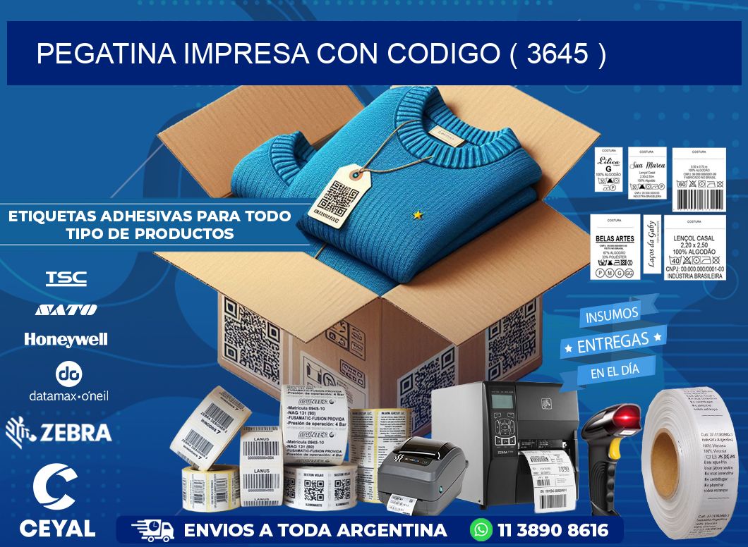 PEGATINA IMPRESA CON CODIGO ( 3645 )