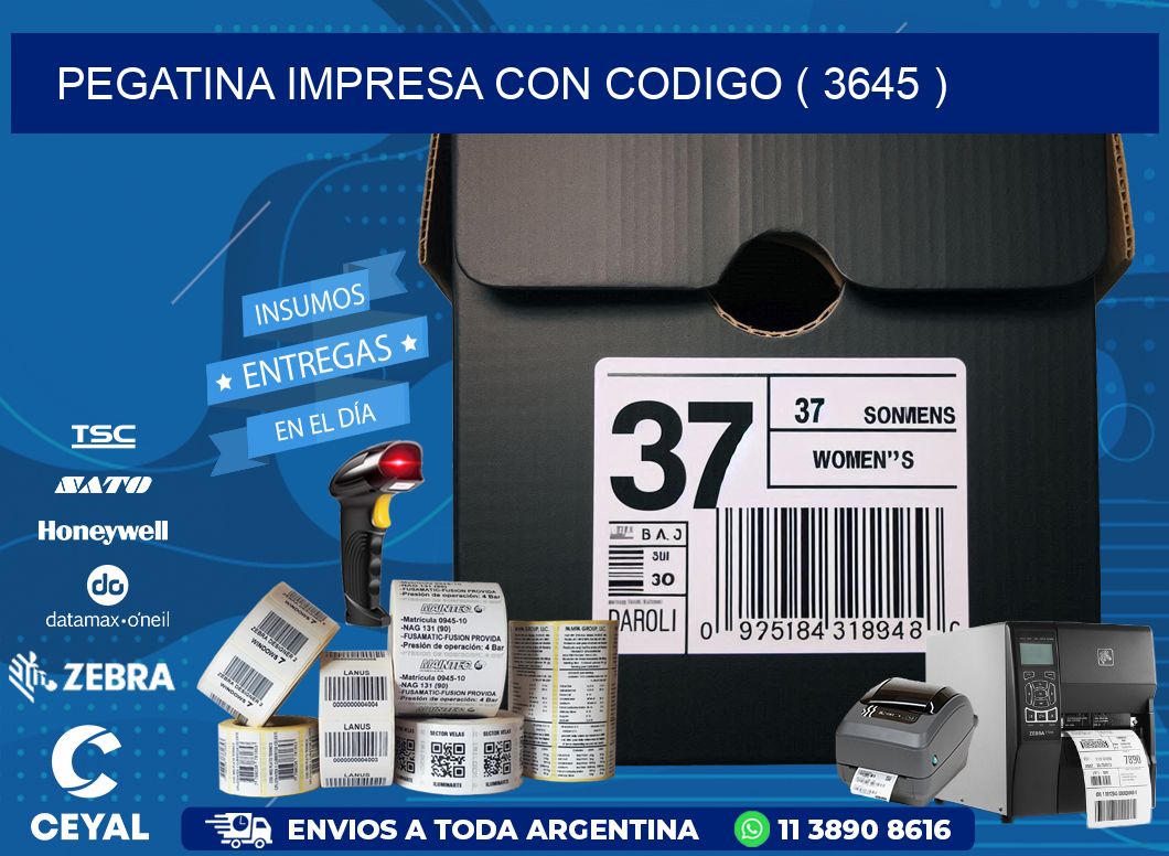 PEGATINA IMPRESA CON CODIGO ( 3645 )