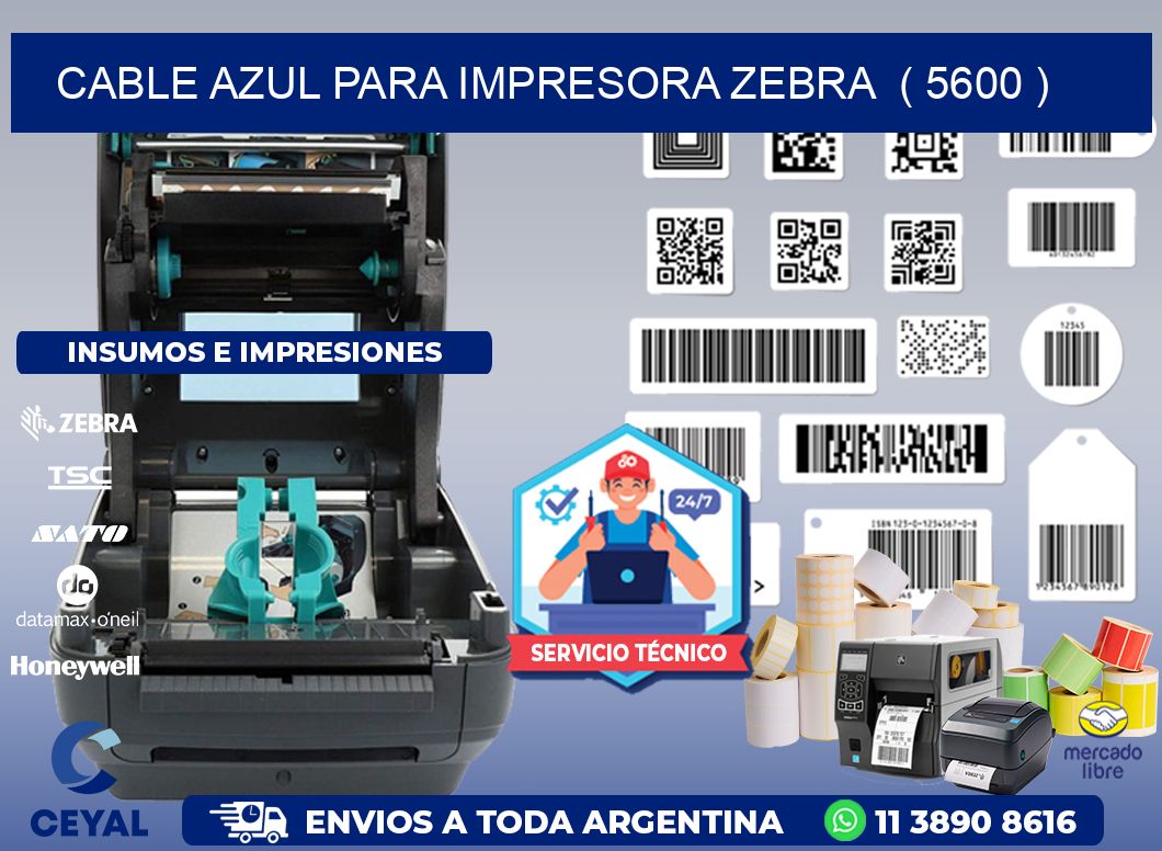cable azul para impresora zebra  ( 5600 )