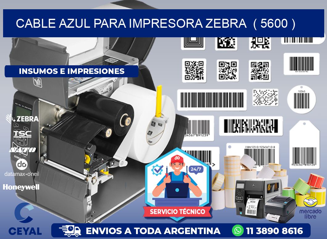 cable azul para impresora zebra  ( 5600 )