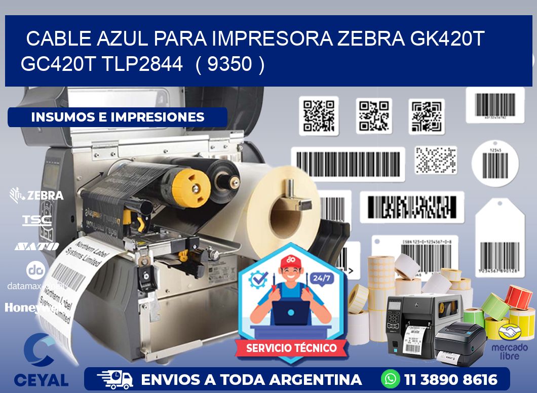 cable azul para impresora zebra GK420T GC420T TLP2844  ( 9350 )
