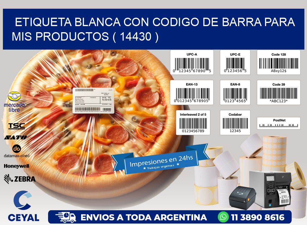 ETIQUETA BLANCA CON CODIGO DE BARRA PARA MIS PRODUCTOS ( 14430 )