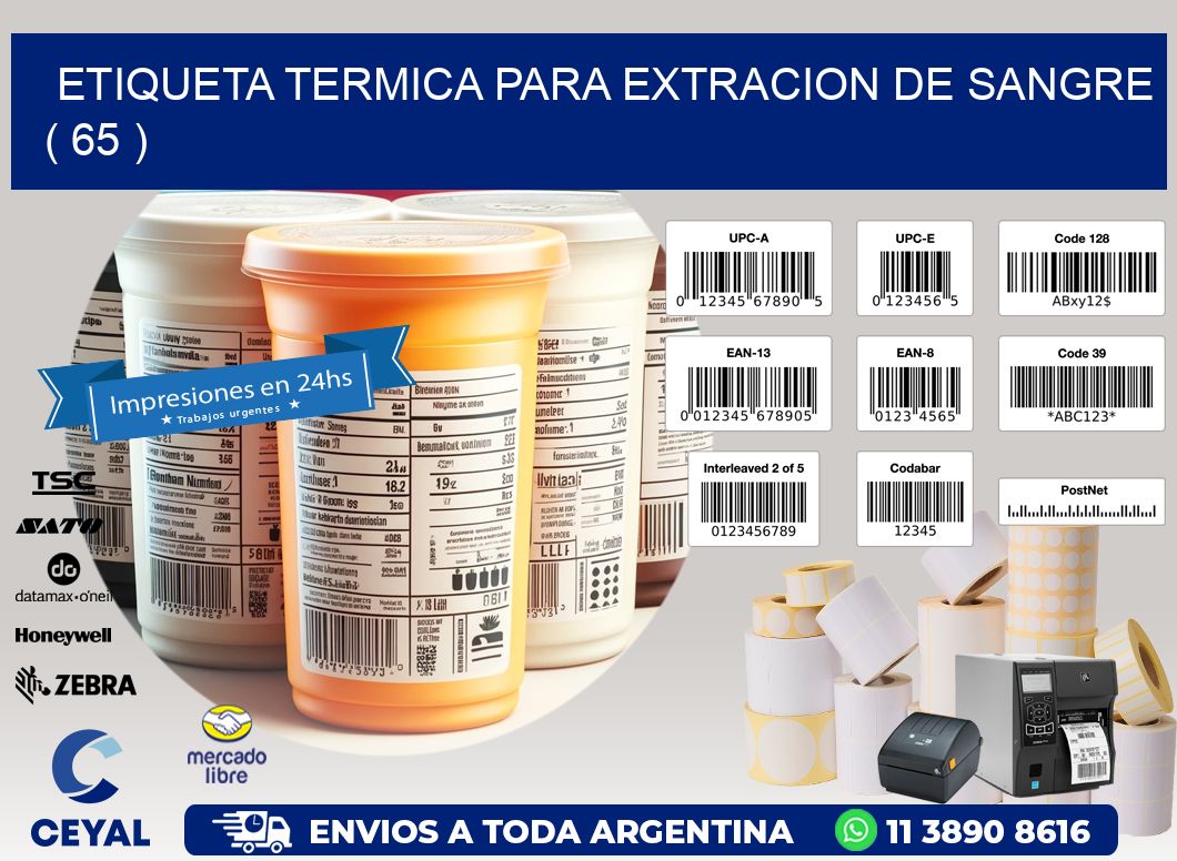 ETIQUETA TERMICA PARA EXTRACION DE SANGRE ( 65 )