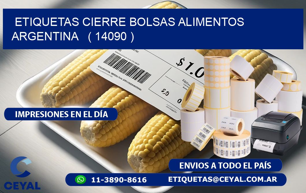 ETIQUETAS CIERRE BOLSAS ALIMENTOS ARGENTINA   ( 14090 )