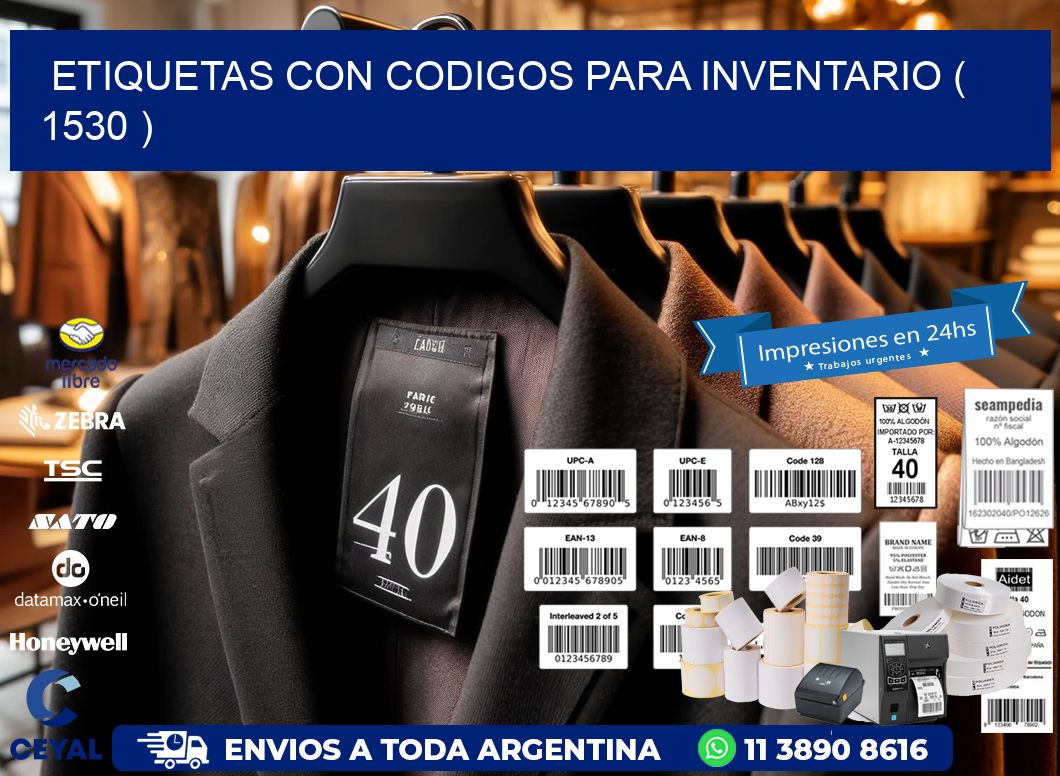 ETIQUETAS CON CODIGOS PARA INVENTARIO ( 1530 )