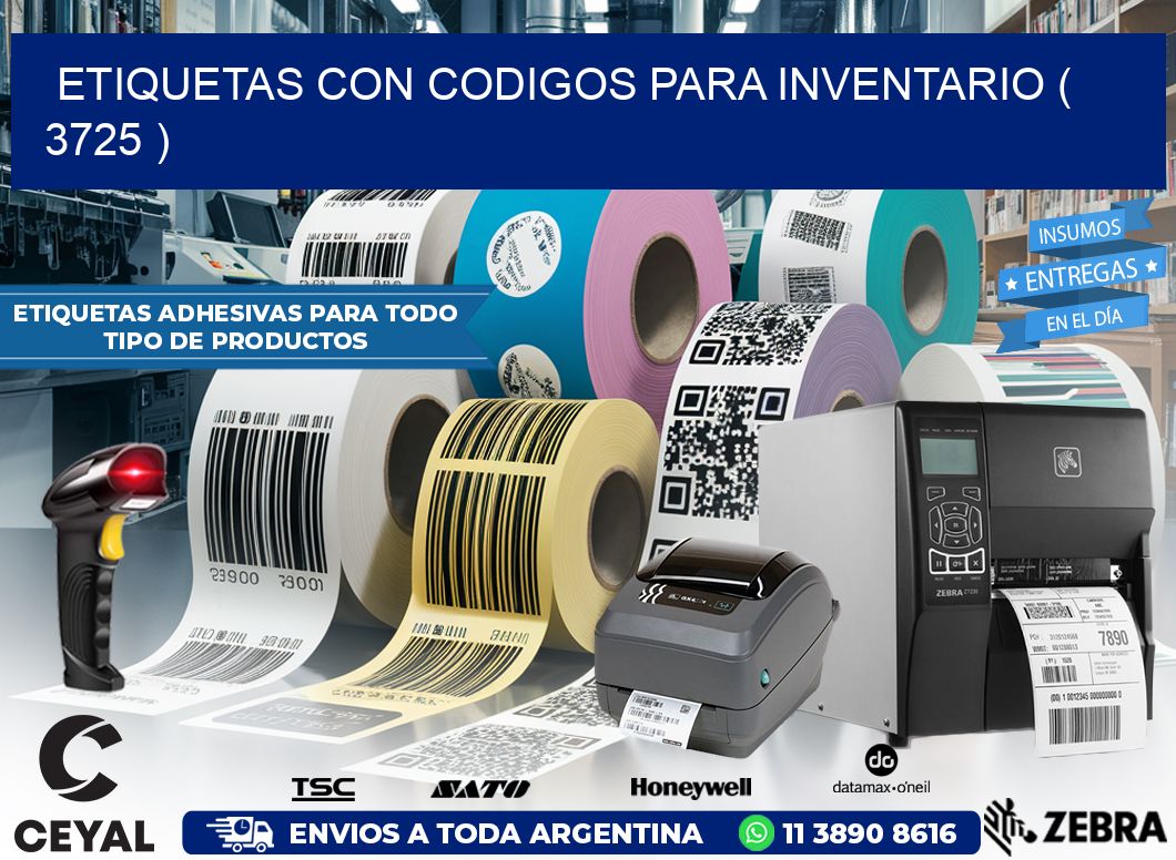 ETIQUETAS CON CODIGOS PARA INVENTARIO ( 3725 )