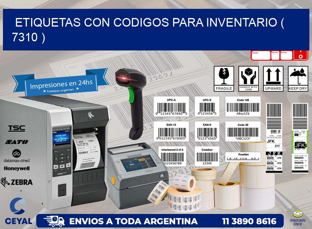 ETIQUETAS CON CODIGOS PARA INVENTARIO ( 7310 )