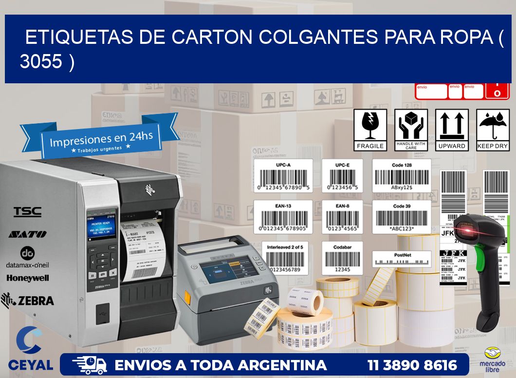 ETIQUETAS DE CARTON COLGANTES PARA ROPA ( 3055 )