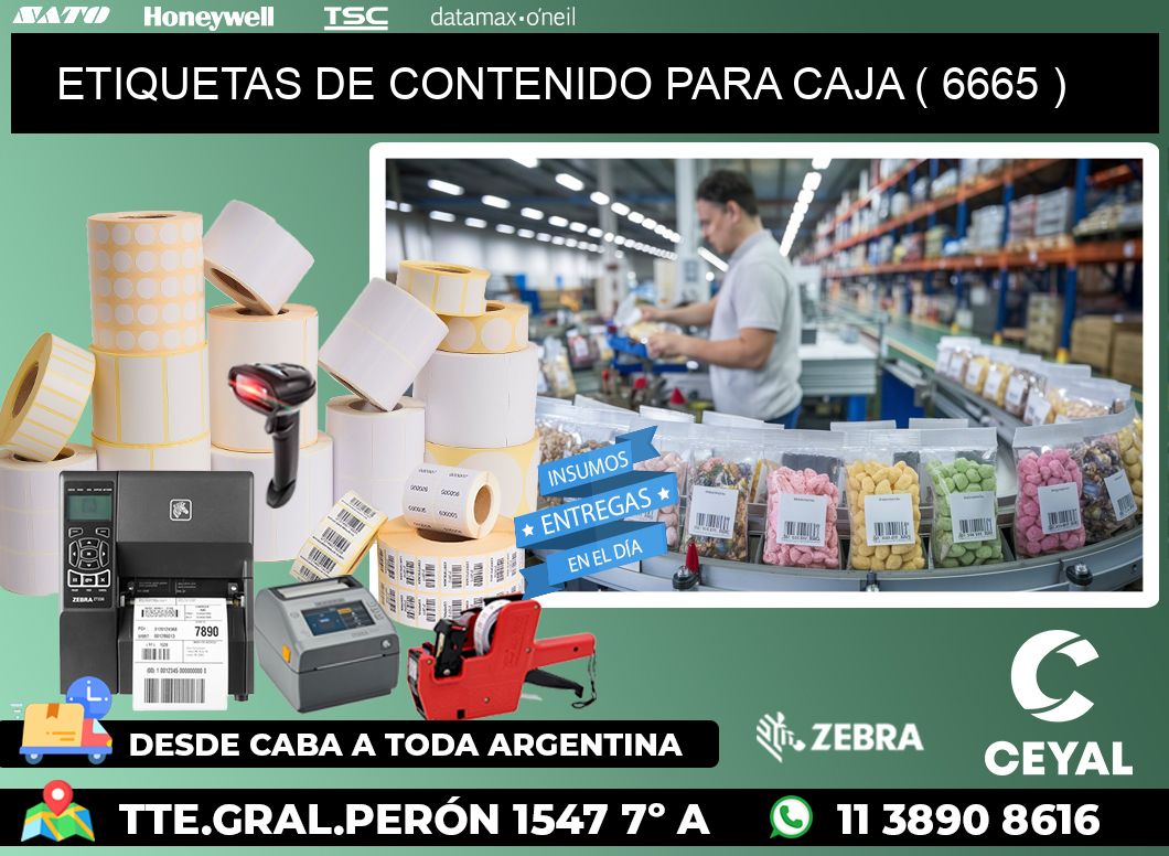 ETIQUETAS DE CONTENIDO PARA CAJA ( 6665 )