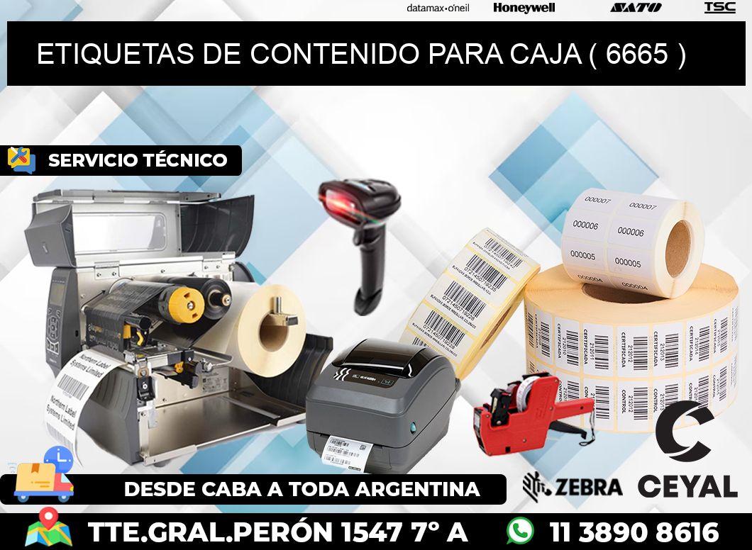 ETIQUETAS DE CONTENIDO PARA CAJA ( 6665 )