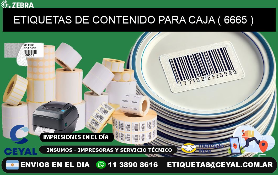 ETIQUETAS DE CONTENIDO PARA CAJA ( 6665 )