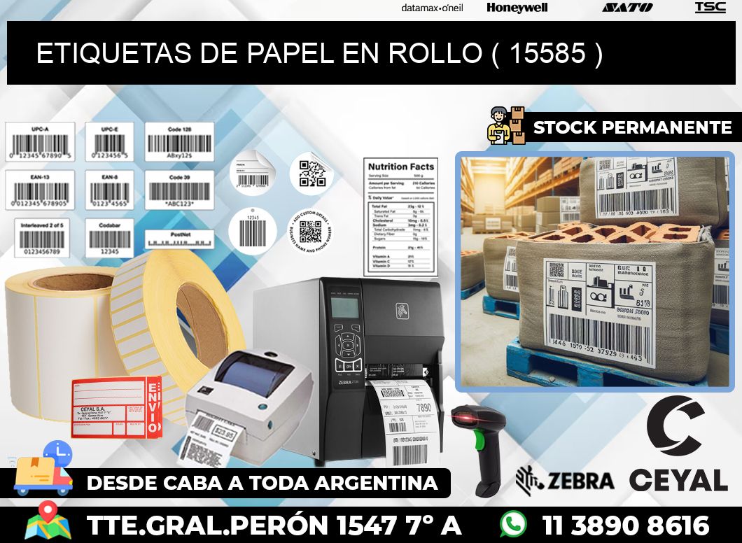 ETIQUETAS DE PAPEL EN ROLLO ( 15585 )