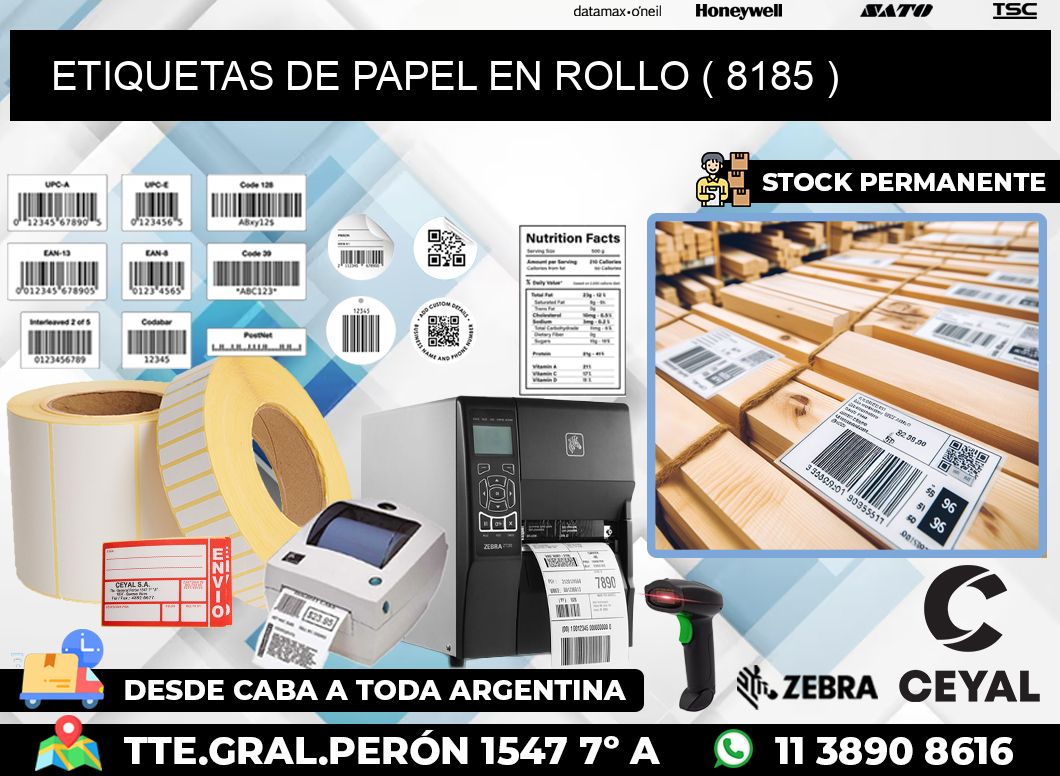 ETIQUETAS DE PAPEL EN ROLLO ( 8185 )