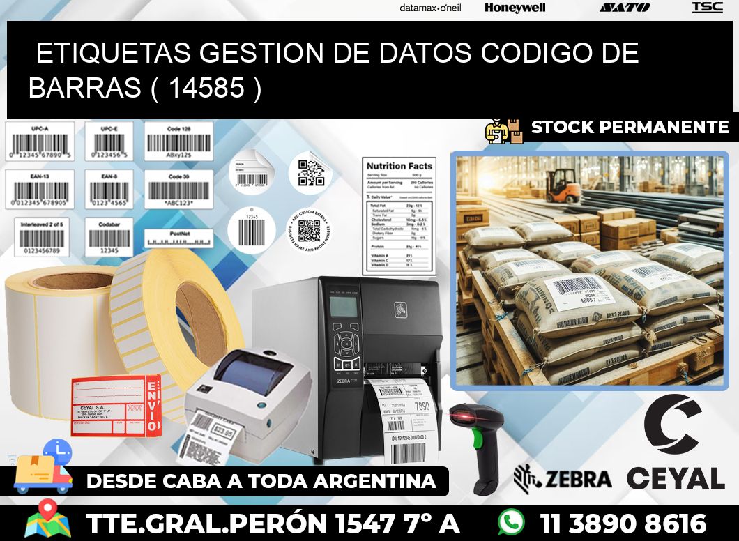 ETIQUETAS GESTION DE DATOS CODIGO DE BARRAS ( 14585 )