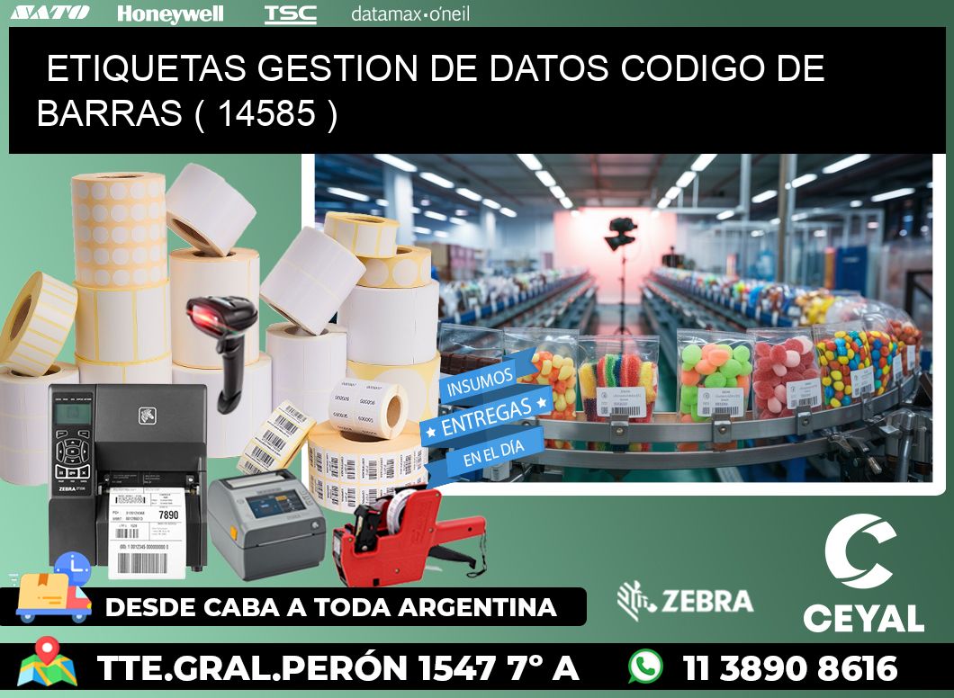 ETIQUETAS GESTION DE DATOS CODIGO DE BARRAS ( 14585 )