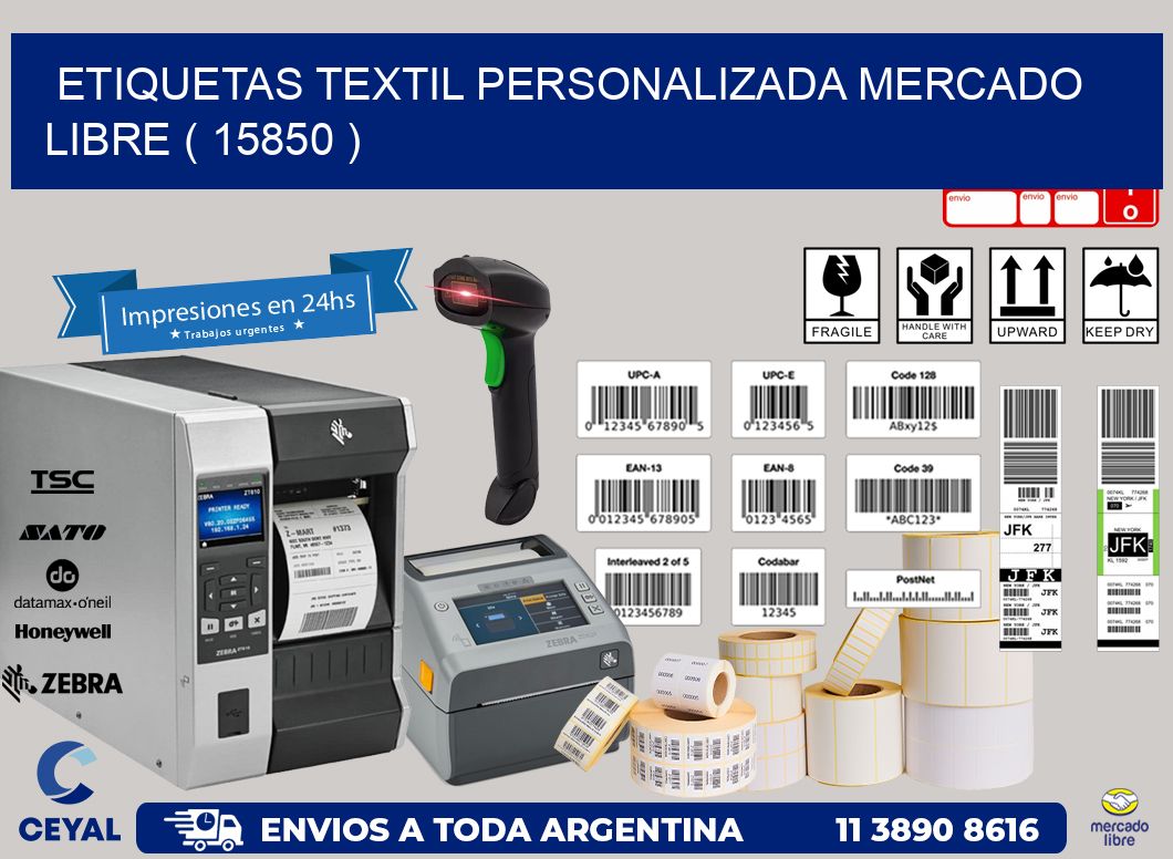 ETIQUETAS TEXTIL PERSONALIZADA MERCADO LIBRE ( 15850 )