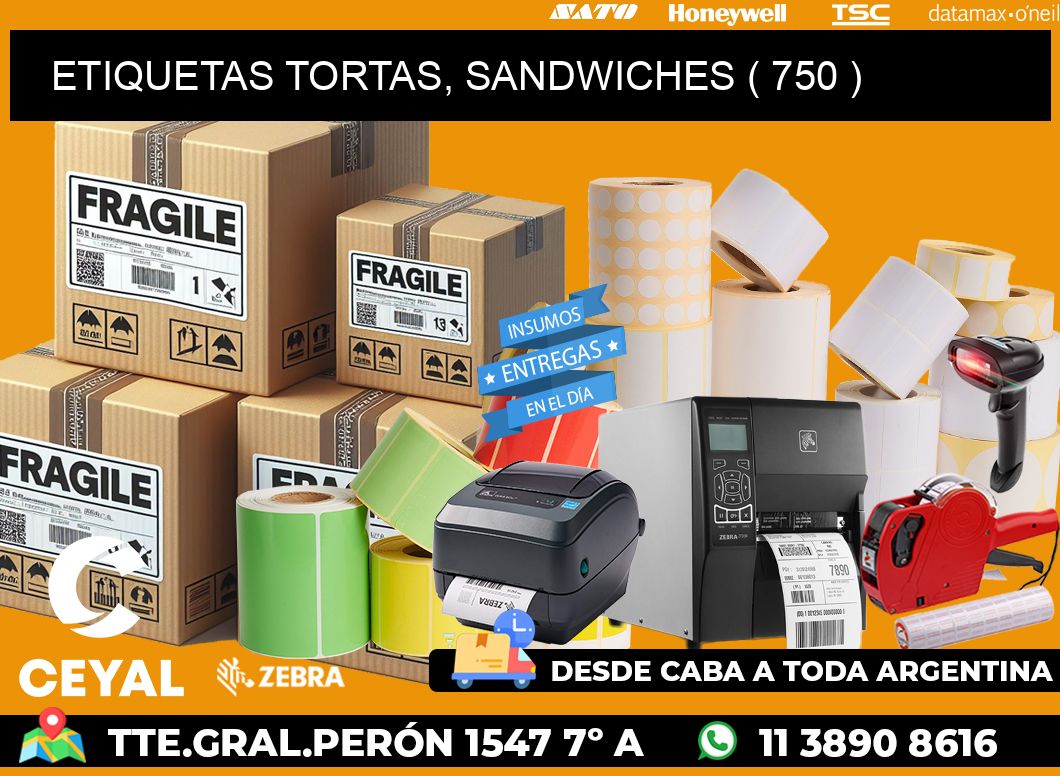 ETIQUETAS TORTAS, SANDWICHES ( 750 )