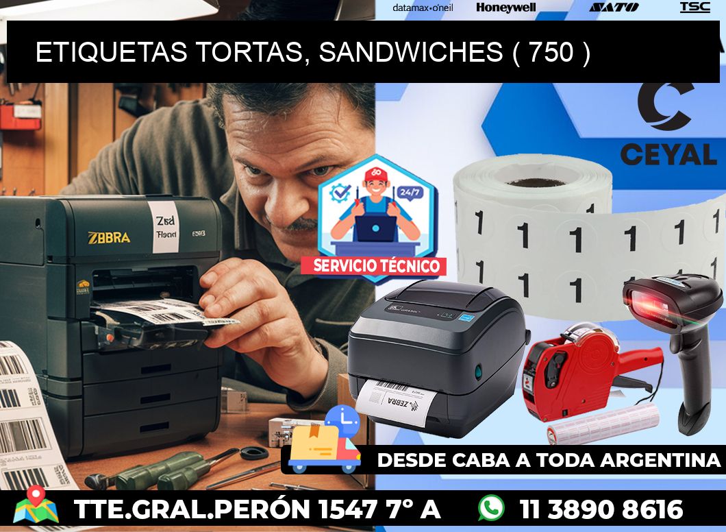 ETIQUETAS TORTAS, SANDWICHES ( 750 )