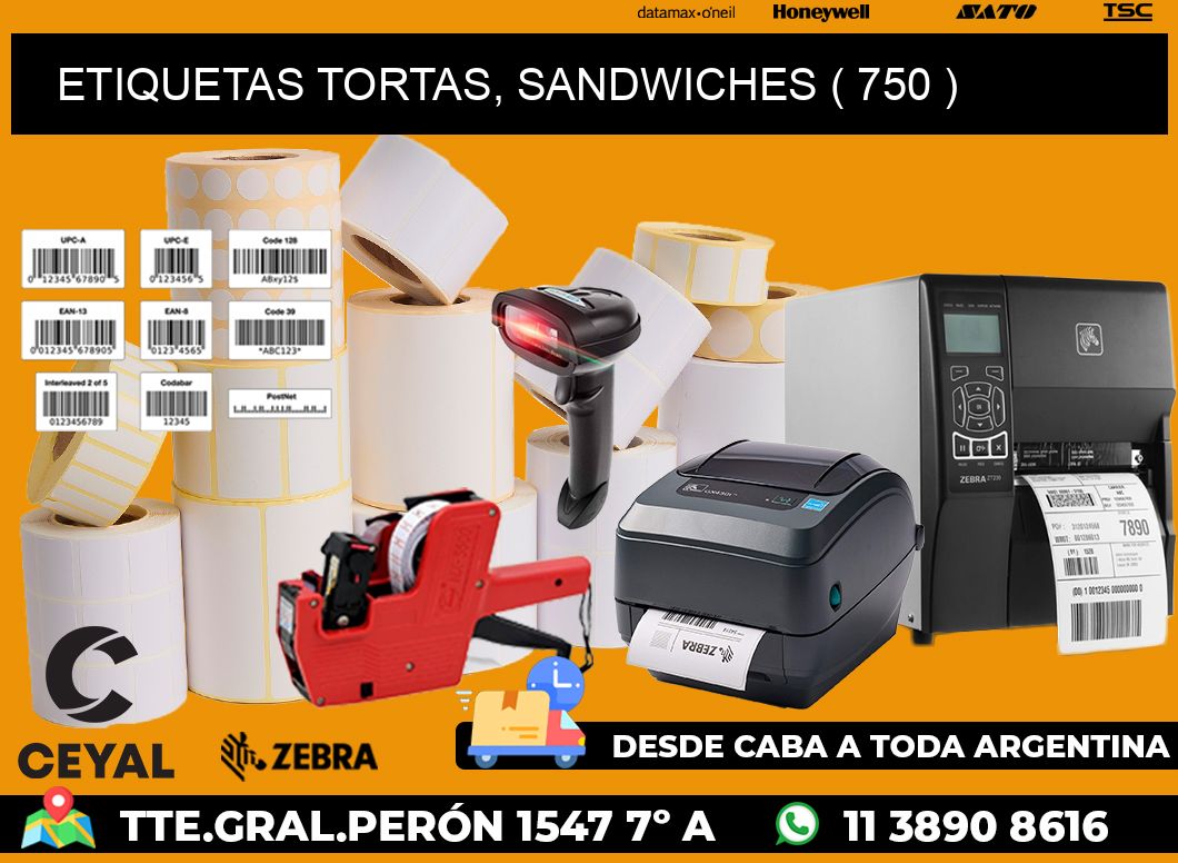 ETIQUETAS TORTAS, SANDWICHES ( 750 )