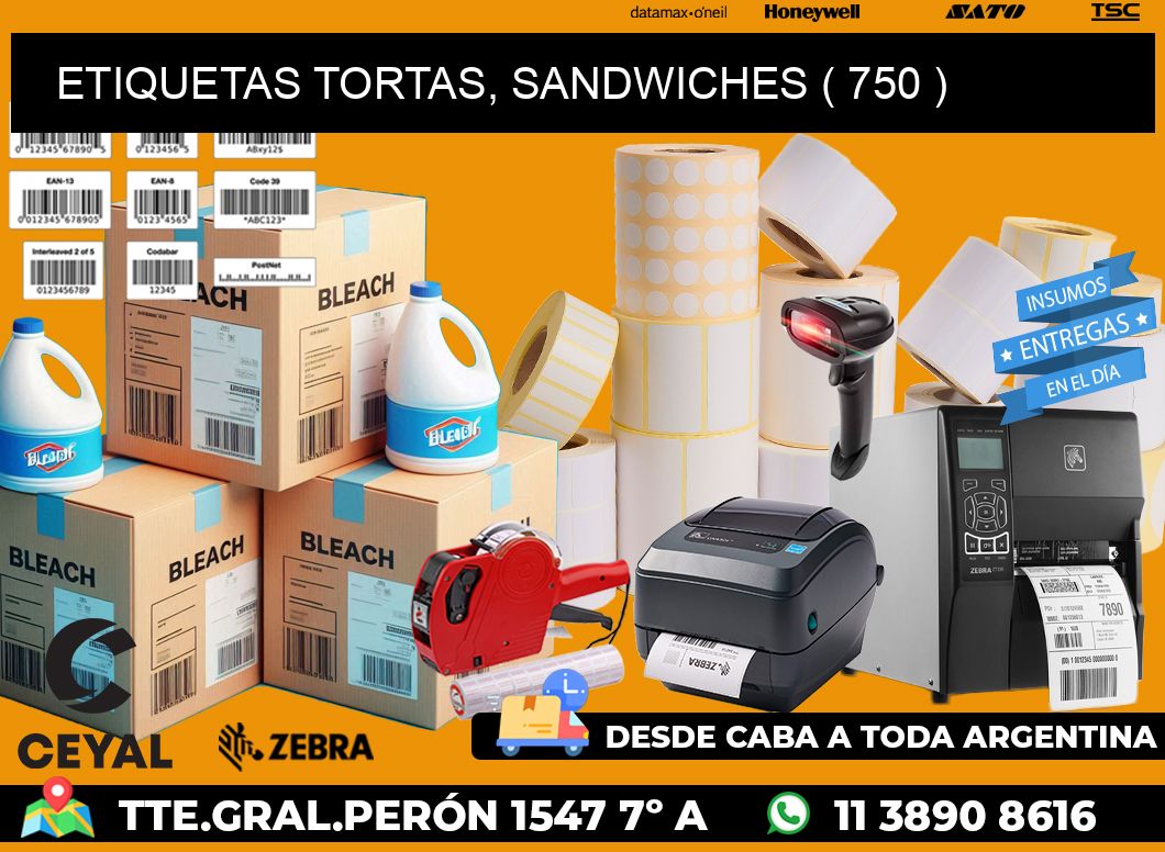 ETIQUETAS TORTAS, SANDWICHES ( 750 )