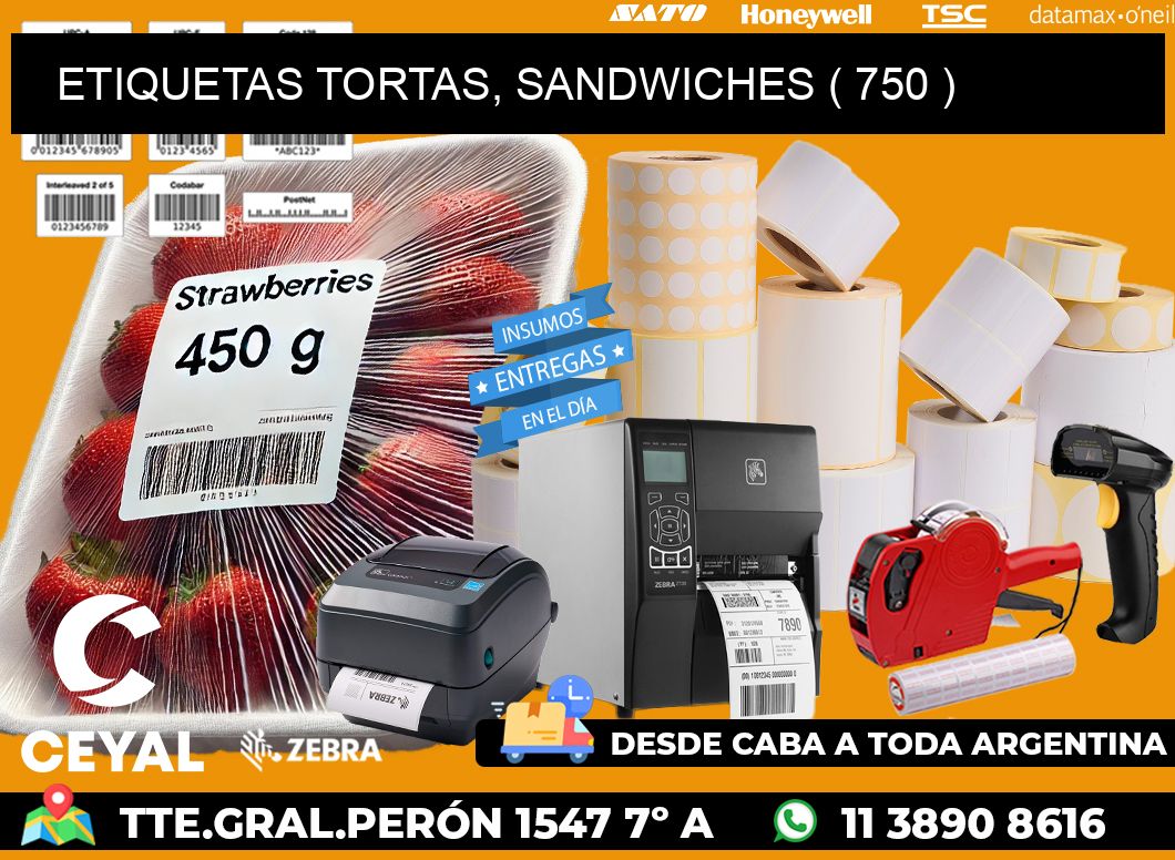 ETIQUETAS TORTAS, SANDWICHES ( 750 )