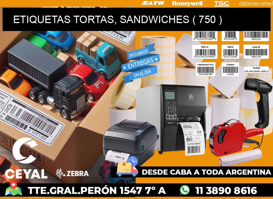 ETIQUETAS TORTAS, SANDWICHES ( 750 )