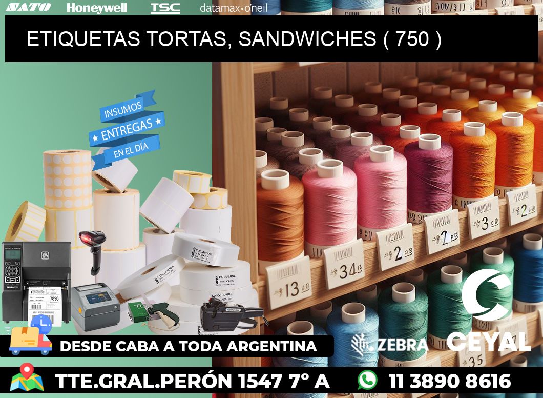 ETIQUETAS TORTAS, SANDWICHES ( 750 )