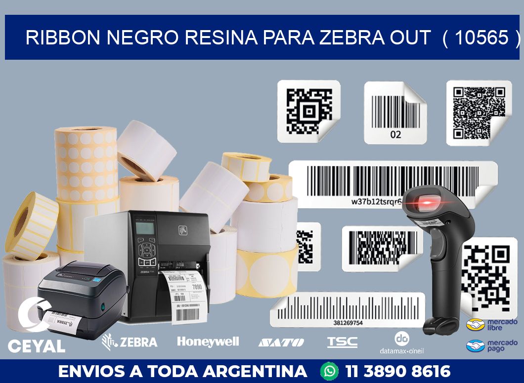 RIBBON NEGRO RESINA PARA ZEBRA OUT  ( 10565 )