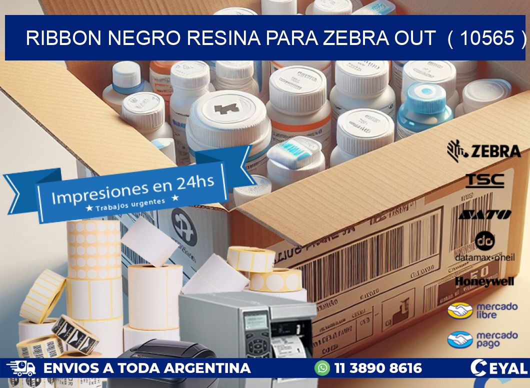 RIBBON NEGRO RESINA PARA ZEBRA OUT  ( 10565 )